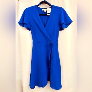 Monteau Blue Flutter Sleeve Wrap Sundress